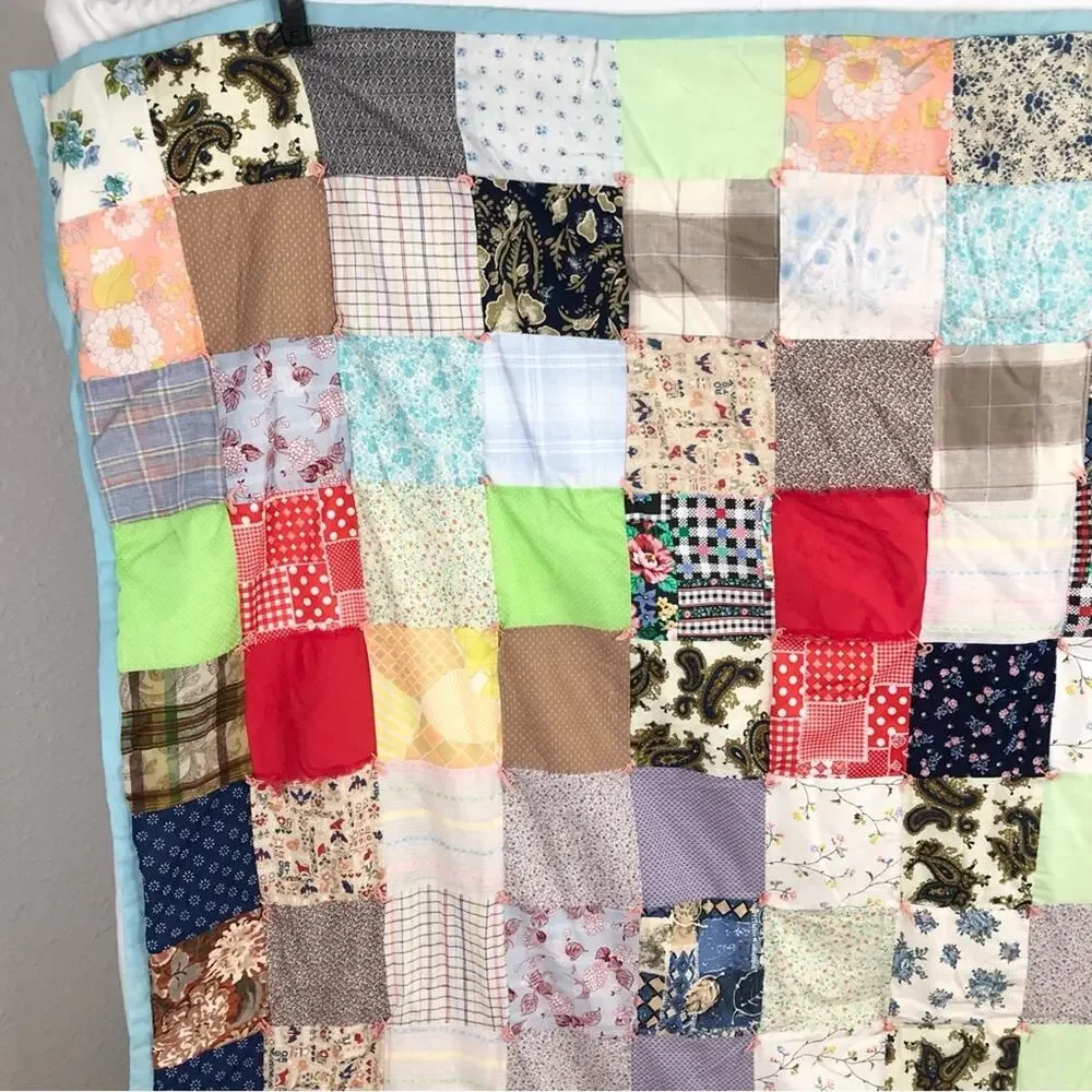 Vintage Handmade Multicolored Quilt